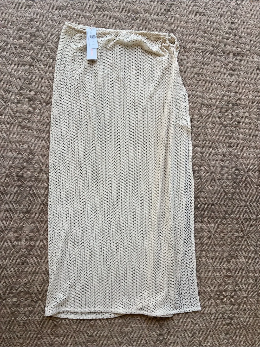 NWT Anthropologie Palmacea Cream Crochet Look Swim Cover‎ Up Skirt 2X Maxi